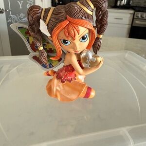 Fairy Figurine with Orange Dress and Brown Hair